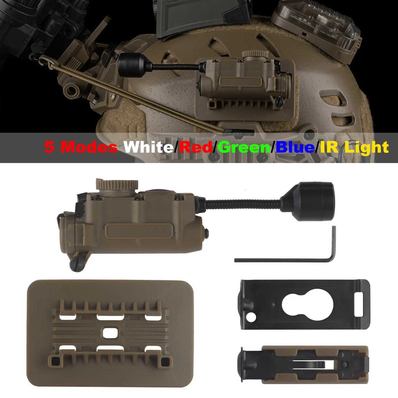 Tactical Helmet Strobe Light Sidewinder LED Helmet Light White Red Green Blue IR Light Stalk Arc Rail Helmet Clip Flashlight R250728
