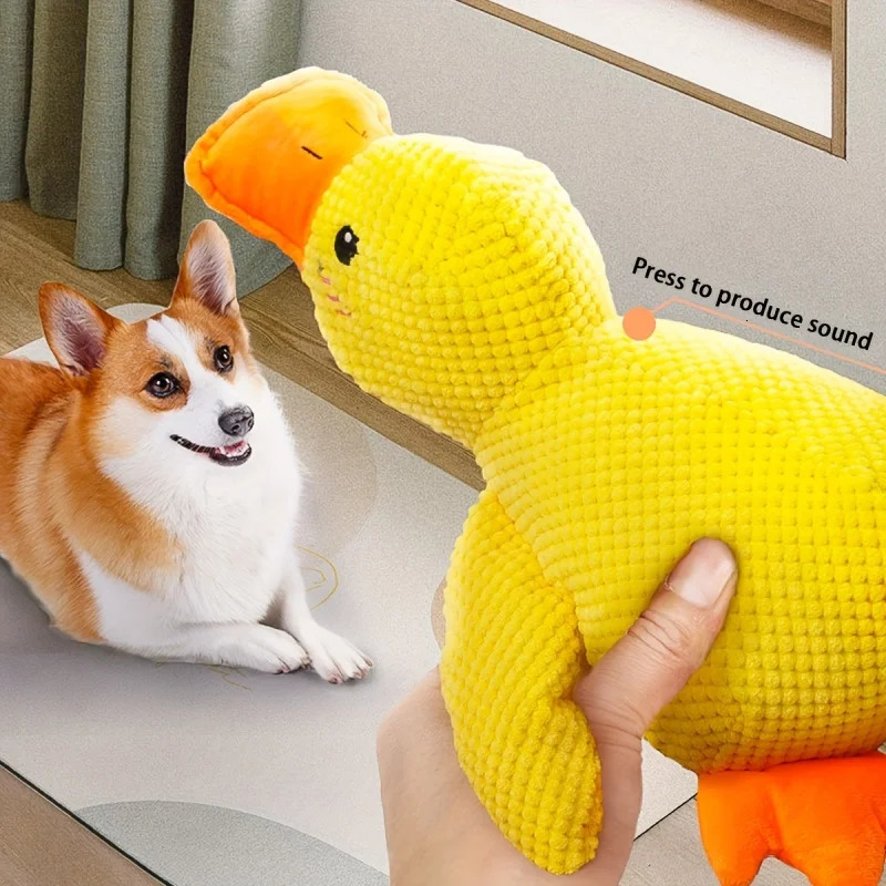 1pc Large DuckShaped Squeaky Plush Toy for Dogs Teeth Cleaning Durable ChewToy Interactive Fun Engaging Playtime 250729