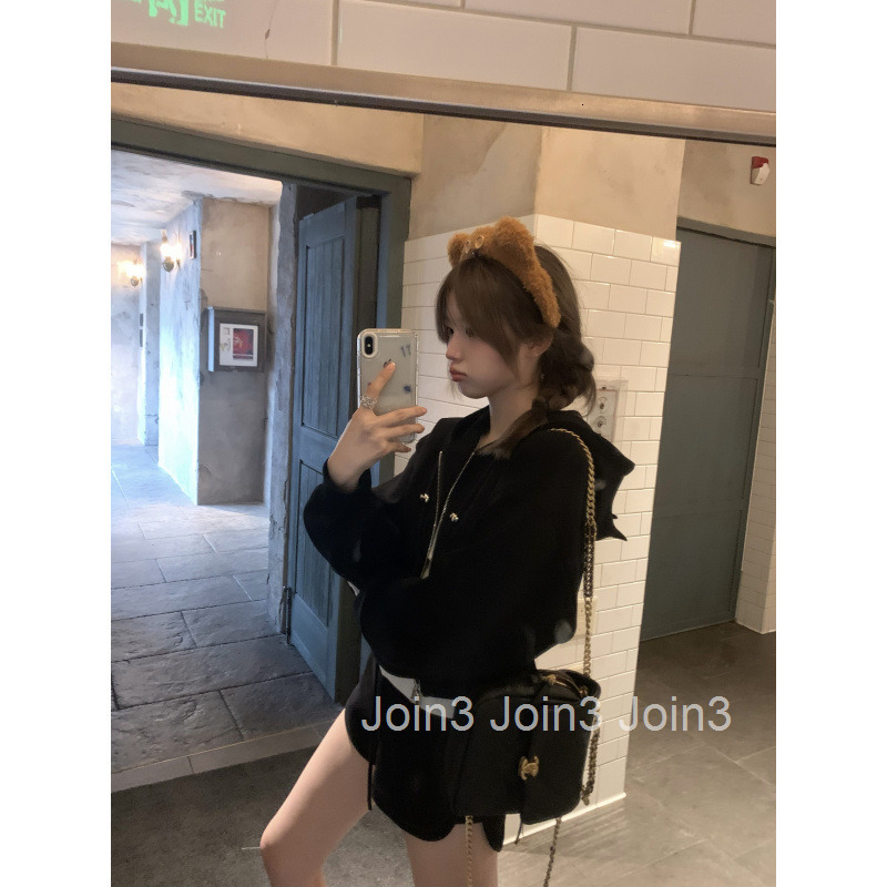 Autumn New Casual Niche Hooded Jacket Short Top + Elastic Waist Shorts Two-Piece Set for Women