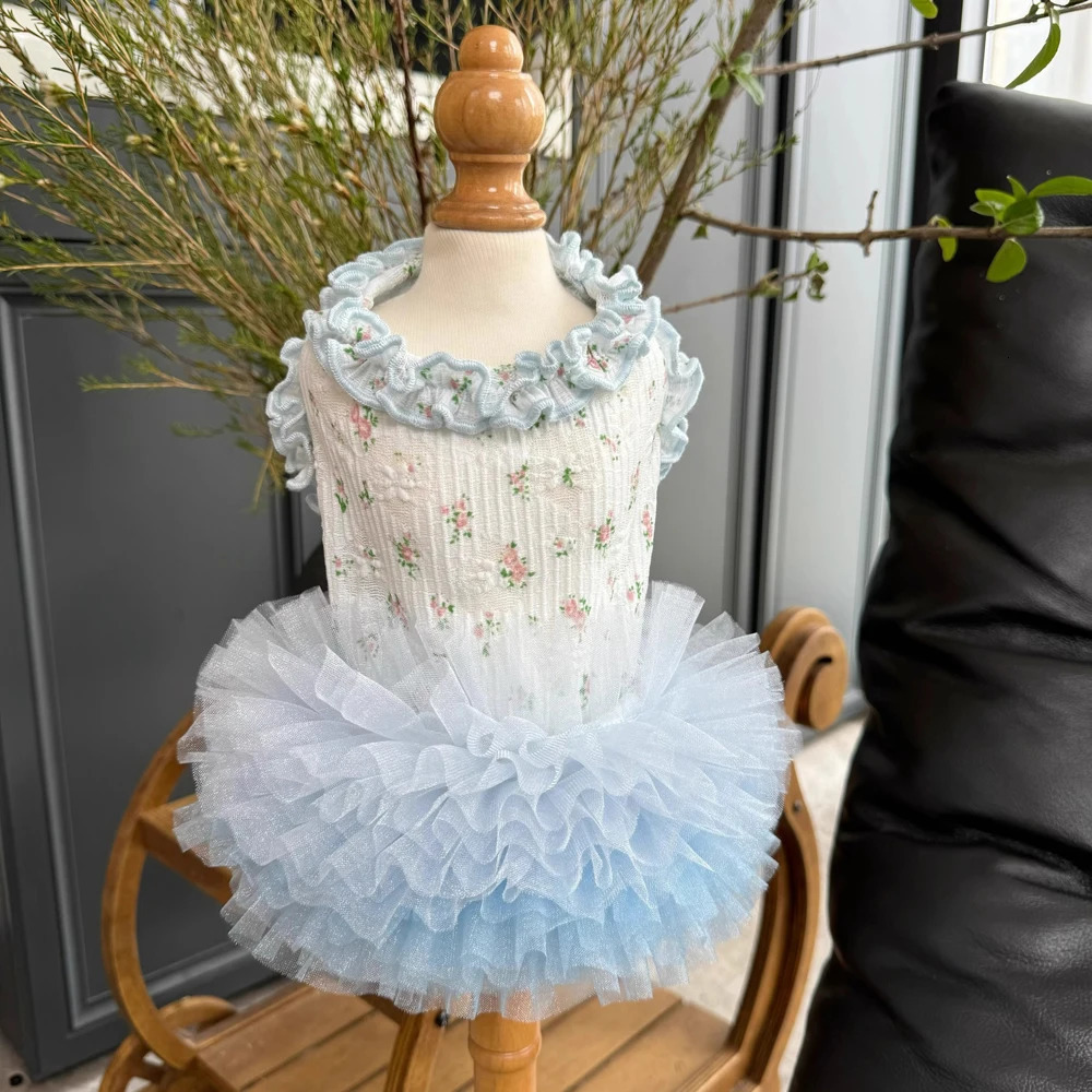 Elastic Cat Skirt Lace Floral Puffy Small Dog Breathable Dress Cute Thin Princess Puppy Summer Clothes 250729