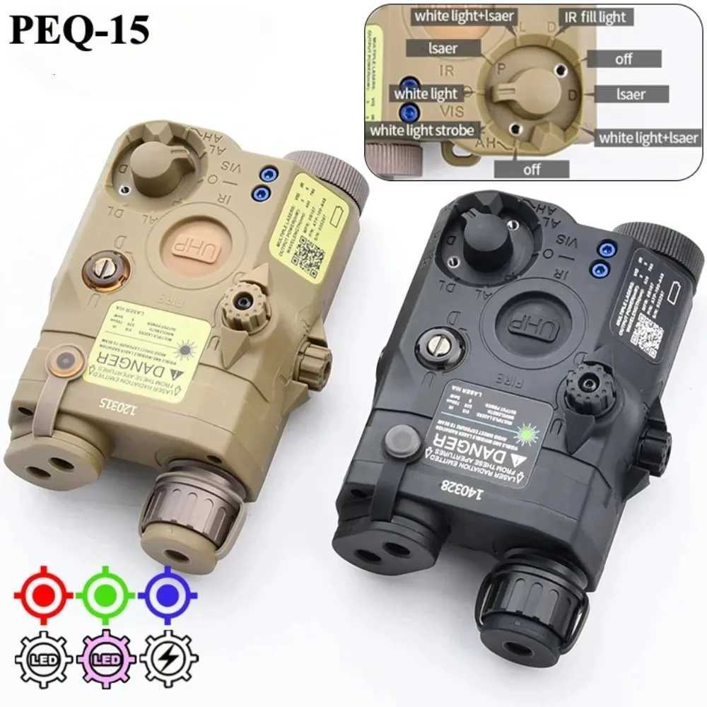 Tactical PEQ-15 Weapon Gun Light Combo Red Green Dot Laser Scout LED Strobe Flashlight Fits 20mm Rail for Outdoor HuntingXJ250728