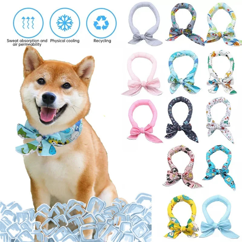 Pet Cooling Ice Scarf Cool Towel Heatstroke Dogs Cats Collar Adjustable Cat Bib Prevent Heat Stroke Dog Supplies 250729