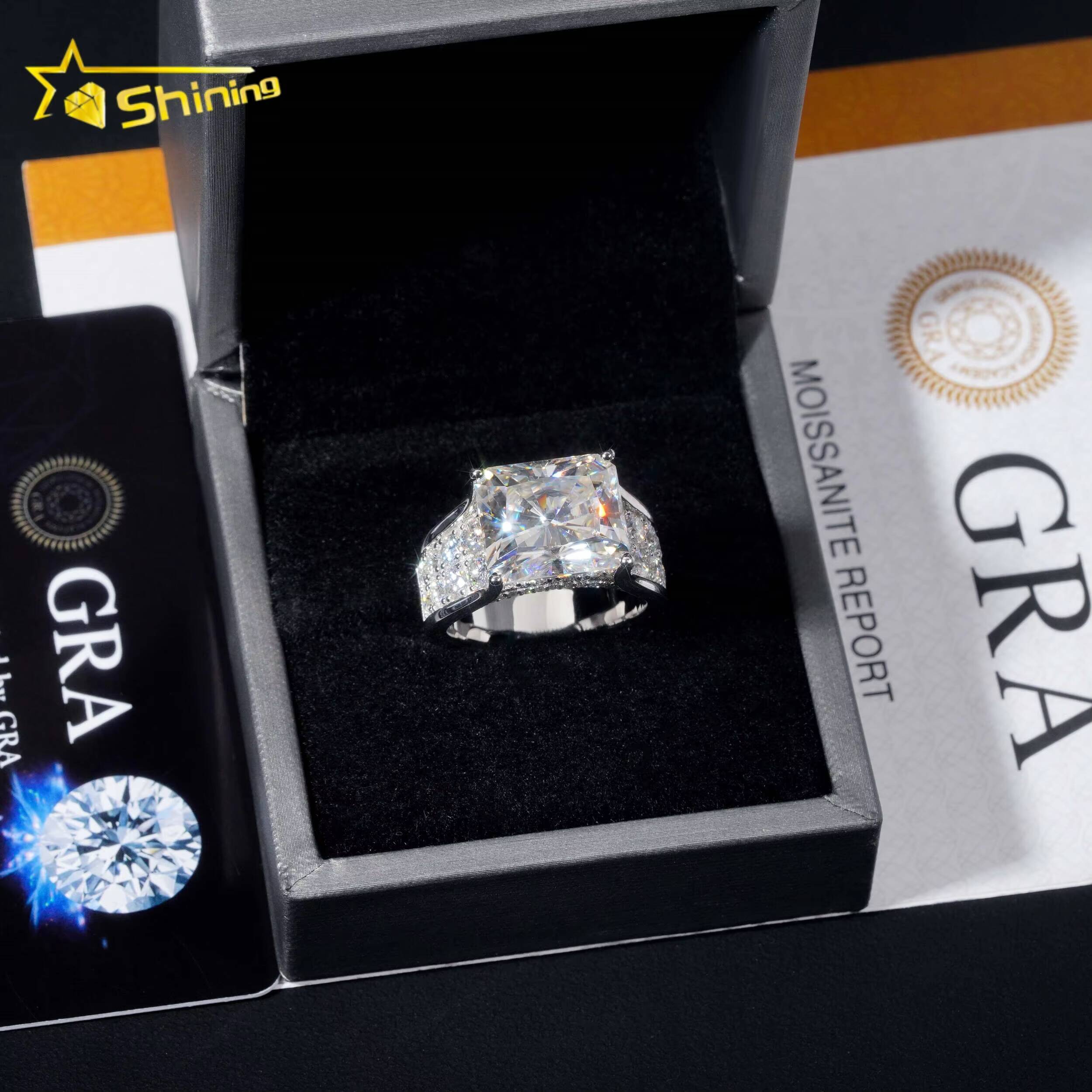 Fashion Jewelry Iced Out Luxury VVS Moissanite 925 Sterling Silver Custom Hip Hop Ring