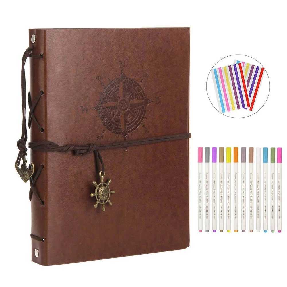 Vintage Leather Photo Album with Black Page DIY Scrapbook Sticker Christmas Birthday Wedding Valentines Gift Z250729