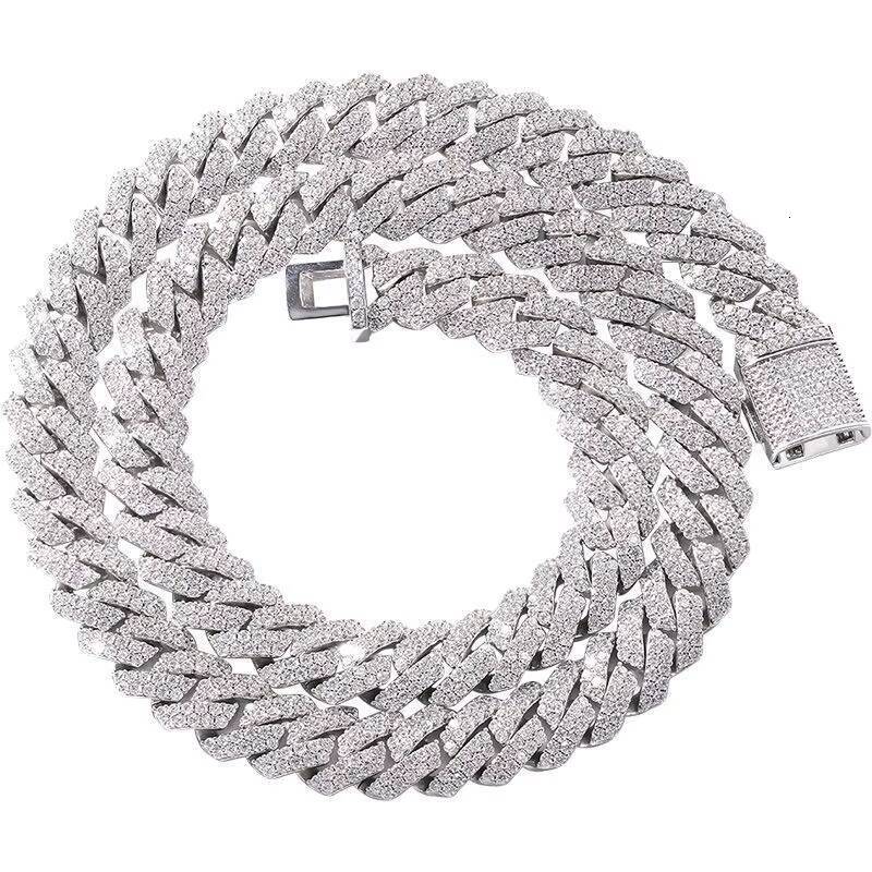 Hot Sale 925 Sterling Silver VVS Moissanite Tennis Chain Necklace Bracelet Party Hiphop Style Cuban Link Chain Necklace for Men