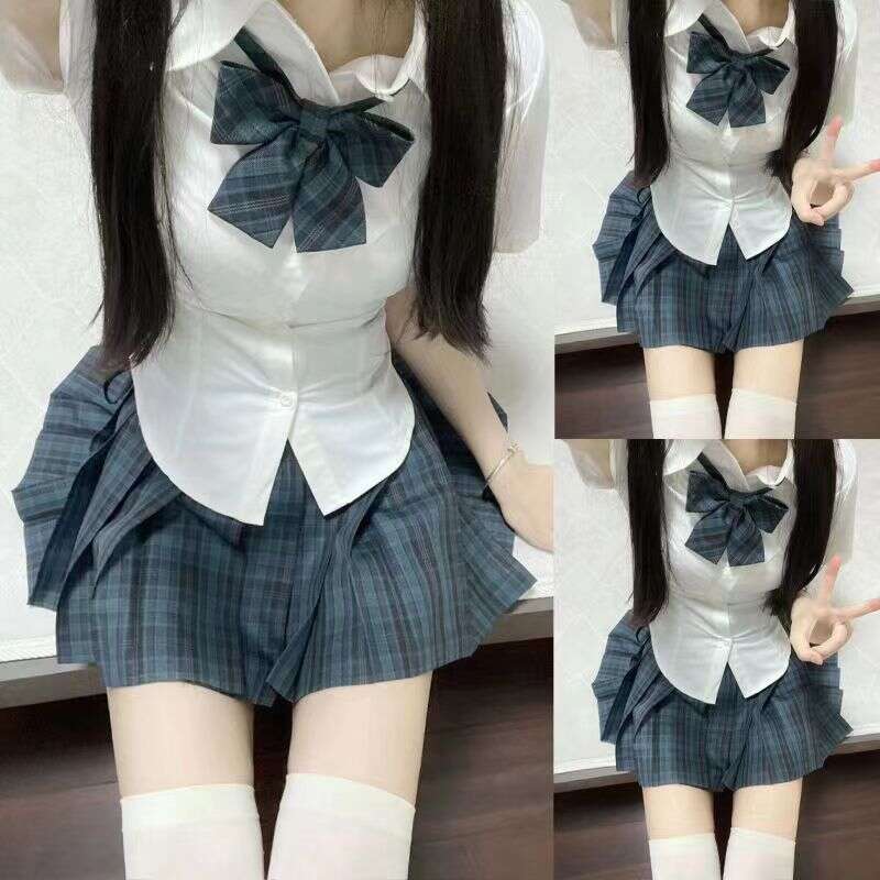 Designer T Shirt Original JK Uniform Set For Female Students, Pure Desire Style Shirt, Waist-Cinching Slimming JK Shirt, Pleated Skirt Two-Piece Set