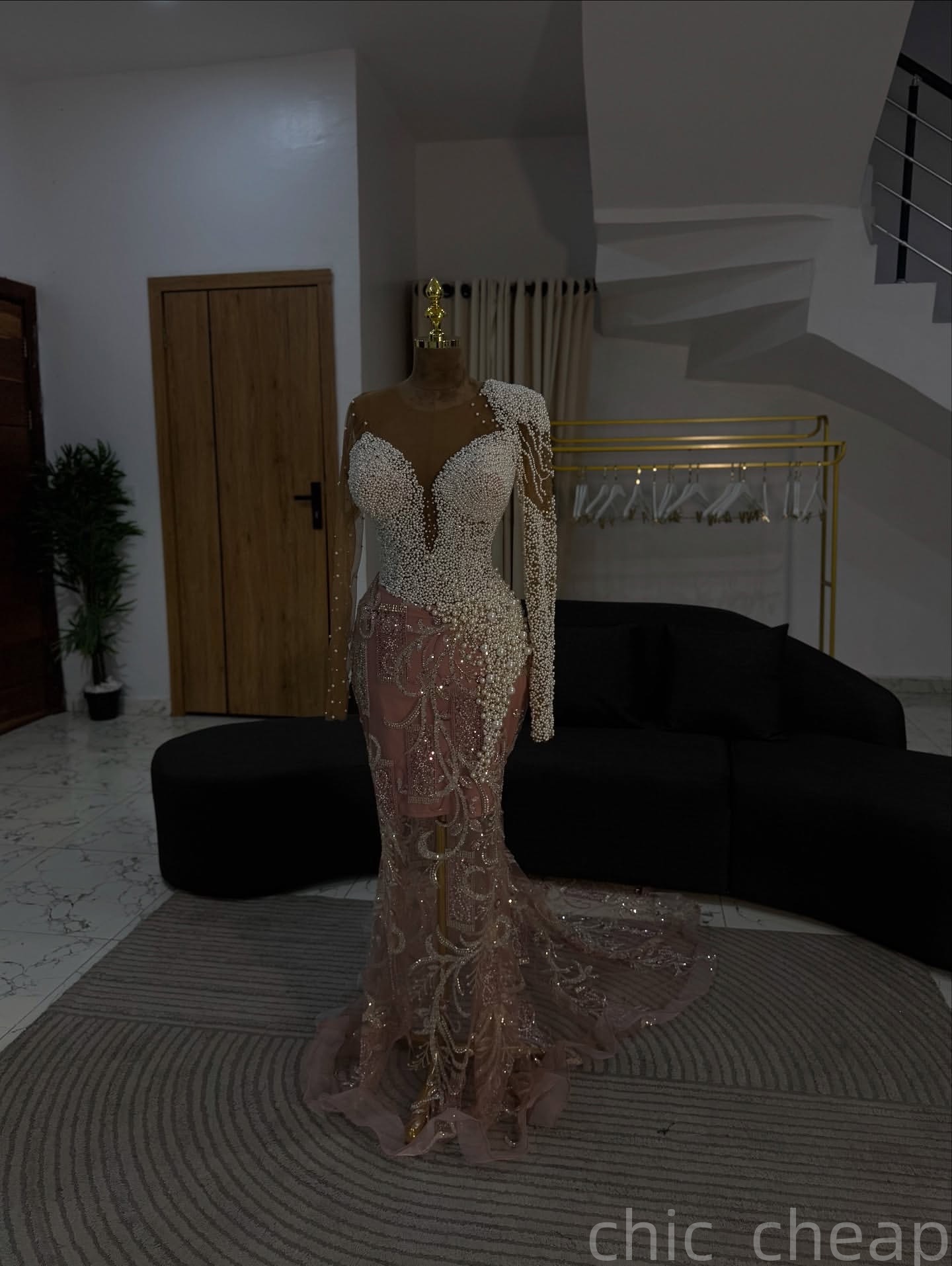 Mermaid Pink Prom Dresses 2025 Pearls Sequined Lace Sparkly Evening Formal Party Second Birthday Engagement Gowns Plus Size Dress For Special Occasion