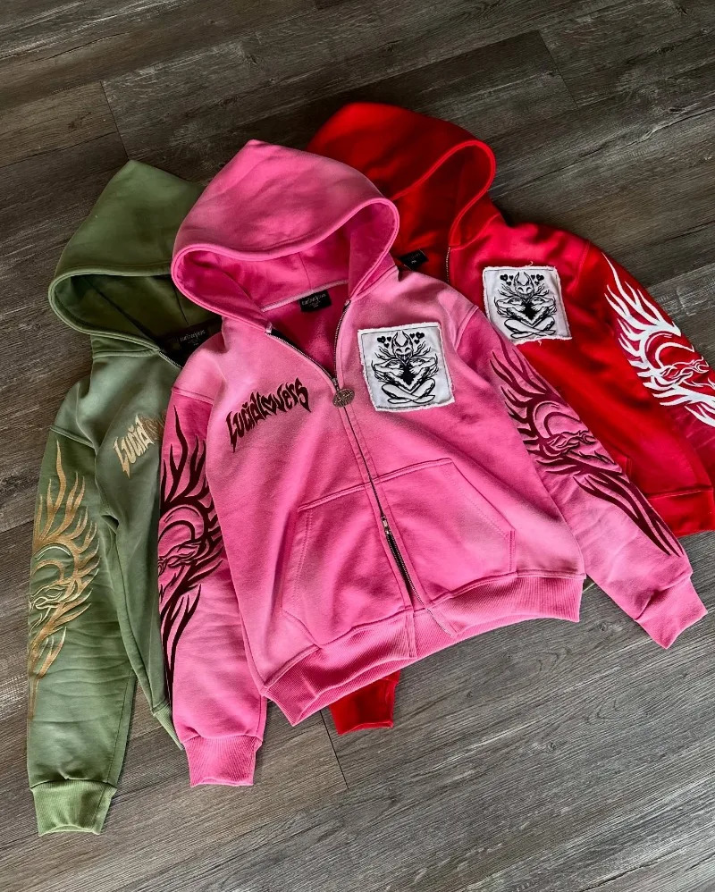 Autumn and Winter Fashion Letter y Patch Zipper Sweater Women Y2K Harajuku Retro Gothic Casual Joker Sports Sweater 250729