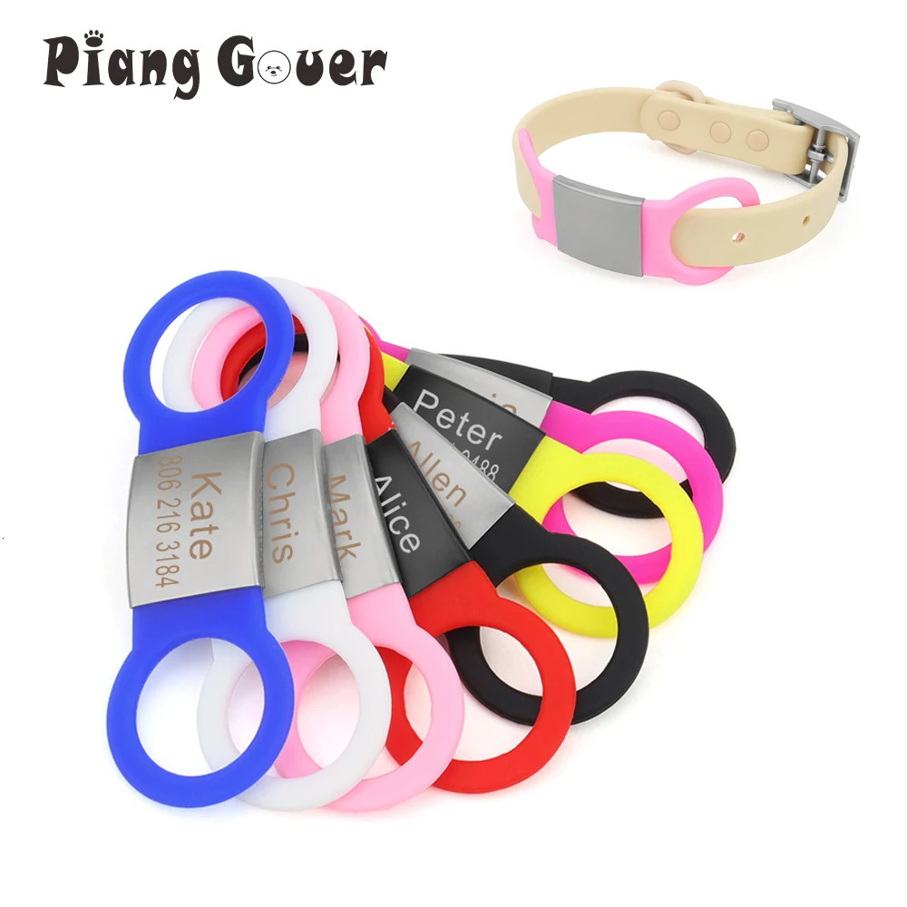 Hole 2.5cm Custom Nameplate Dog Collar Customised Name Pet ID Tags Anti-Lost Personalized Pet Collar Necklace Accessory Silicone 250729