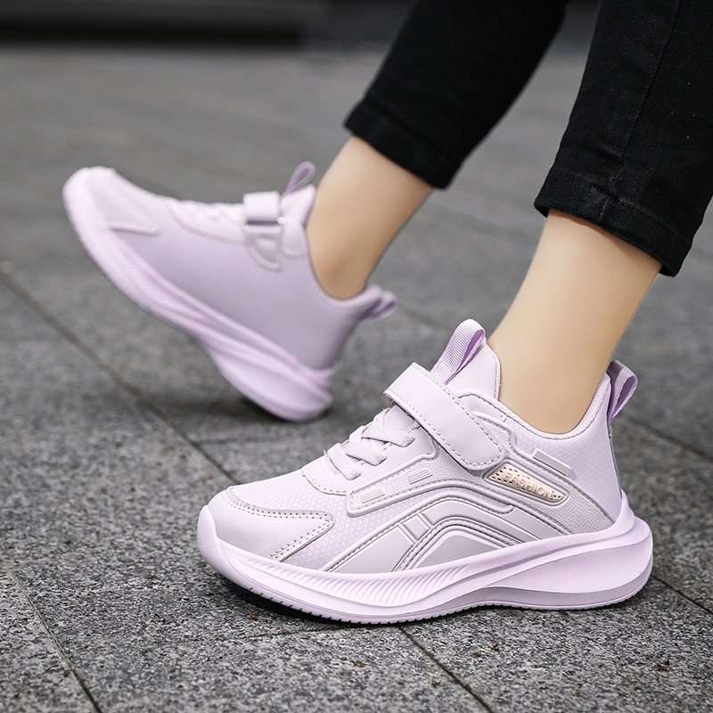 Sneakers Boys' Sports Casual Leather Non-Slip for Older Children Trendy Girls' White Shoes