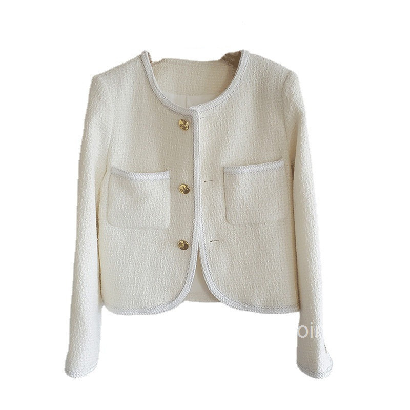 Fashion French Style Short Tweed Coat for Women Autumn New Slim Fit