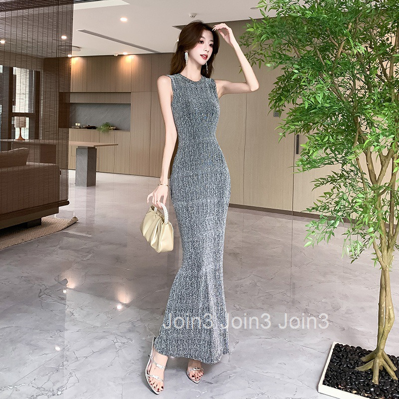 Summer New Shiny Tight Long Dress Bodycon Dress
