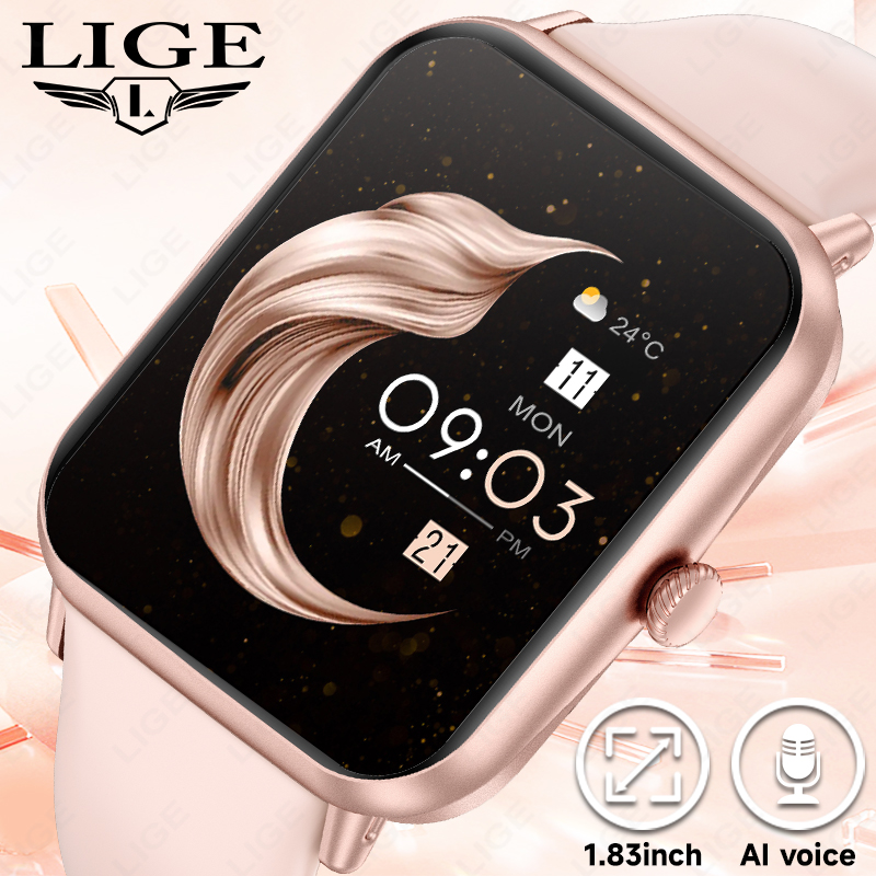 LIGE Smart watch answer/call calls fitness watch with heart rate sleep IP68 waterproof 100 sports modes, pedometer Step-counting blood pressure health