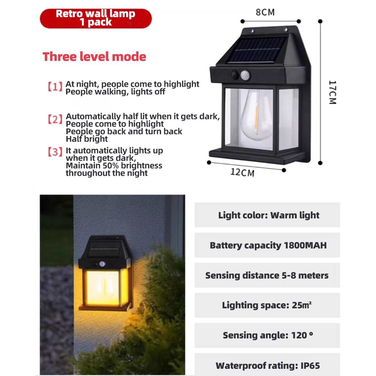 2025 Brand New Solar Powered Fence Outdoor Waterproof Simple Modern Corridor Staircase Exterior Wall Courtyard Lamp