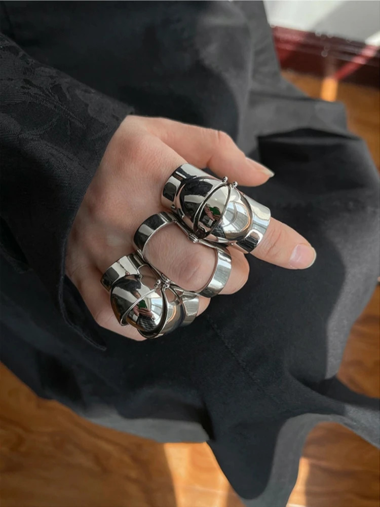 Punk Y2K Trend Ins Armour Ring forefinger joint Charm Ring Rock Adjustable Manual Ring For Men Women Jewelry Gift 250729