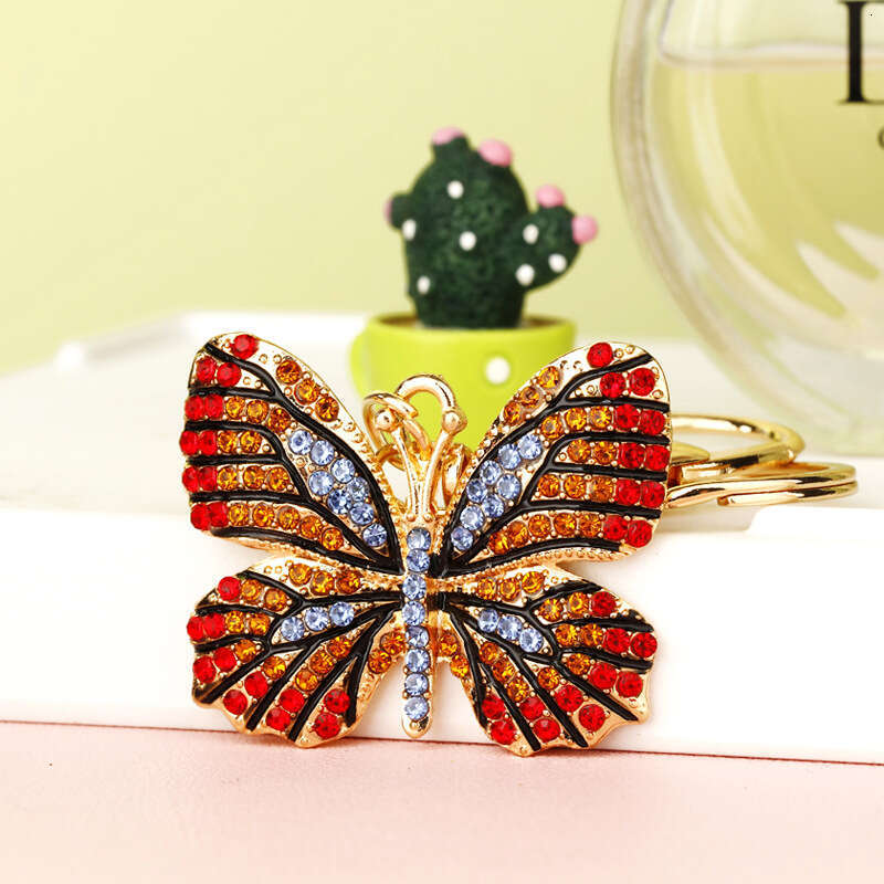 Fortune-Attracting Diamond-Studded Butterfly Car Metal Cute Women's Bag Pendant Keychain Creative Gift