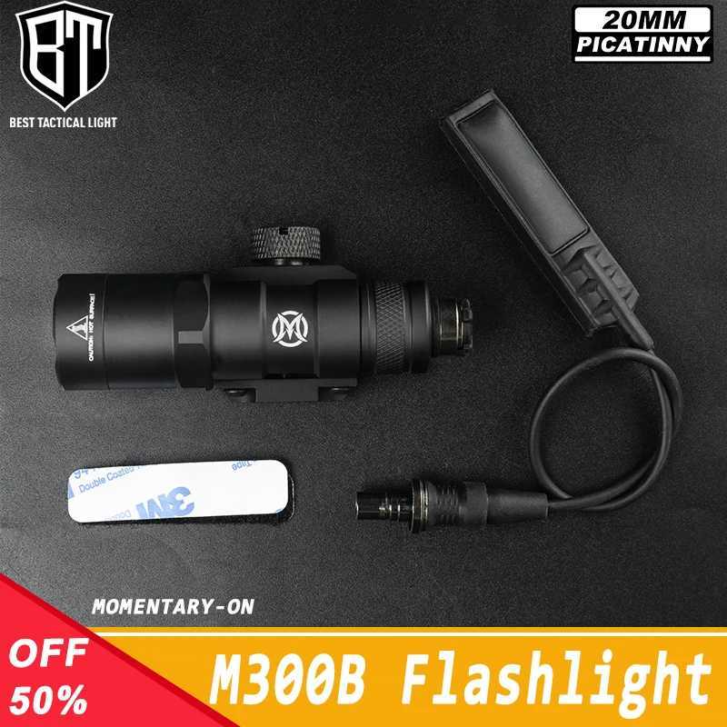 300M300B Metal Flashlight Hunting Airsoft Weapon LED Scout Light Accessory With Pressure Switch Fit 20mm Picatinny Rail XJ250728