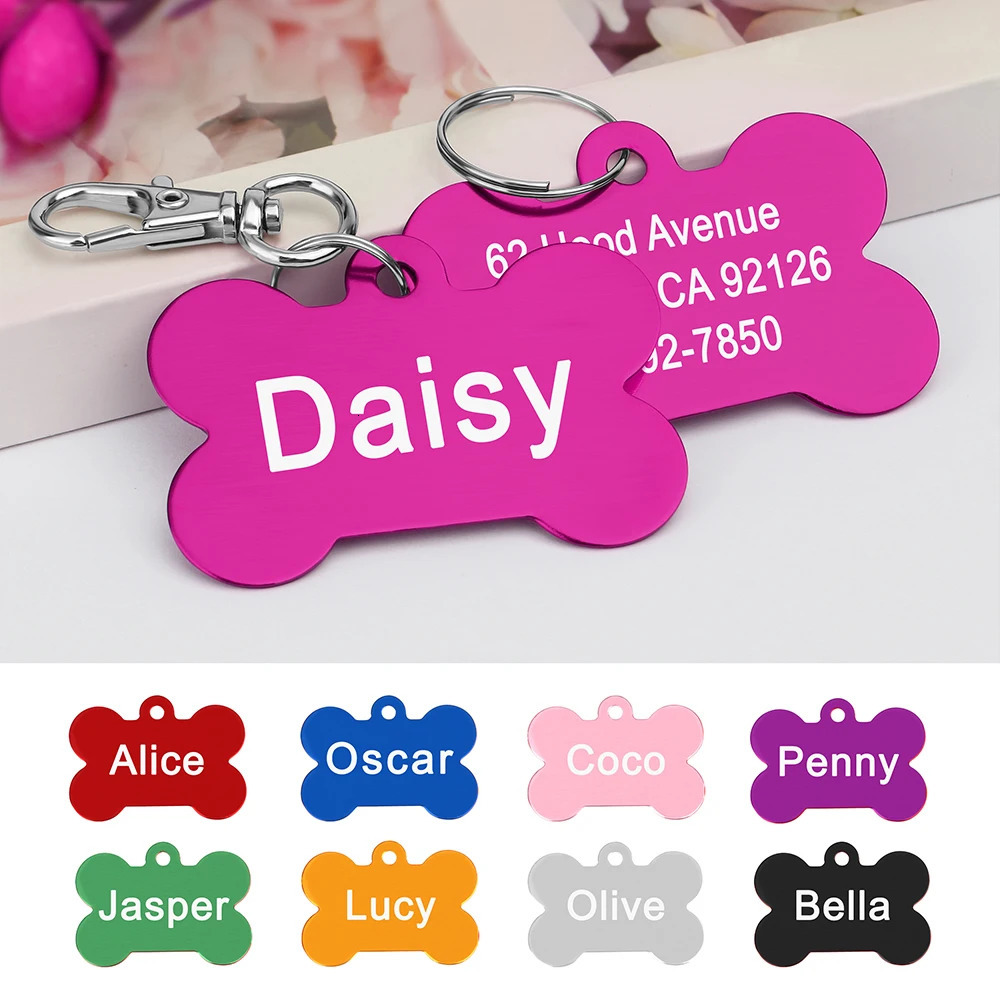 Bone Shaped Pet ID Tag Personalized Dog Cat Name Tags Anti-lost Free Engraving Collar Pendant Bone for Small Medium Large Pet 250729