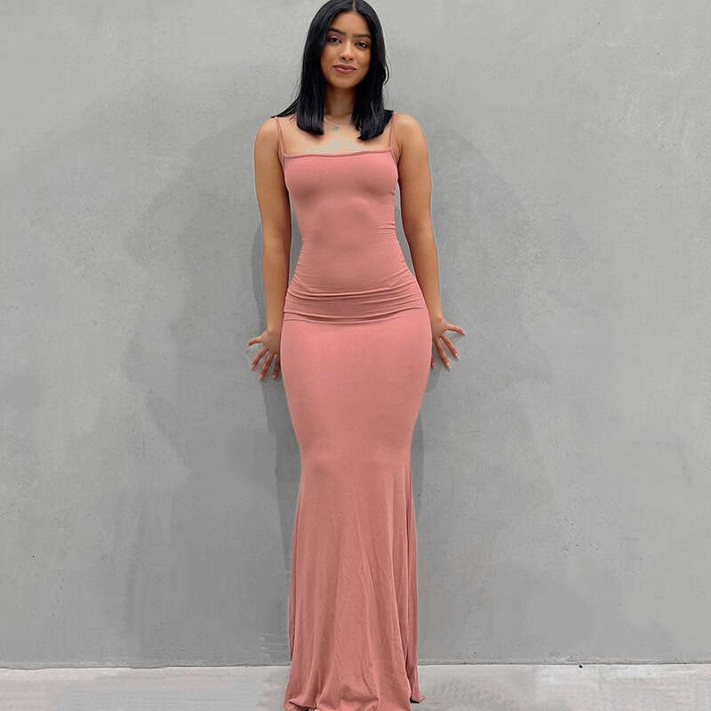 Designer T Shirt Slimming Bodycon Dress European And American Cross-Border Women's Fashion 2024 Summer New Sexy Strap Waist-Cinching Women's