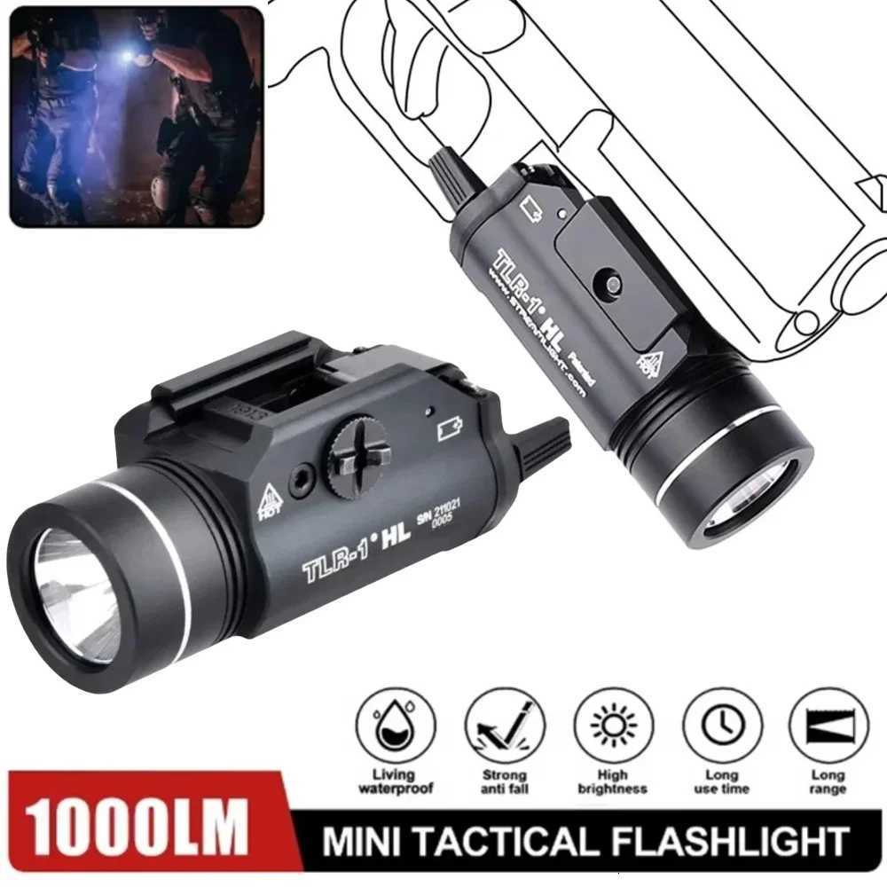 Tactical Pistol Weapon Light TLR1-1 Gun Flashlight Metal 1000 Lumens Pistol Light Fits 20mm Rail Glock 17 Airsoft Rifle XJ250728