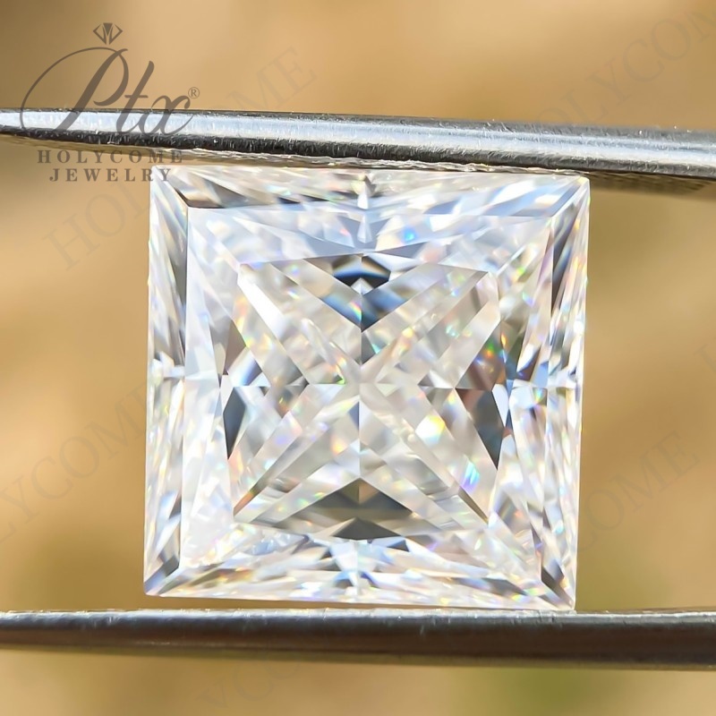New EU Quality Rare Princess Cut Moissanite VVS Loose Stone 0.3-10ct Super White GRA Certified Princess Square Shape Moissanite Pass Tester Diamonds