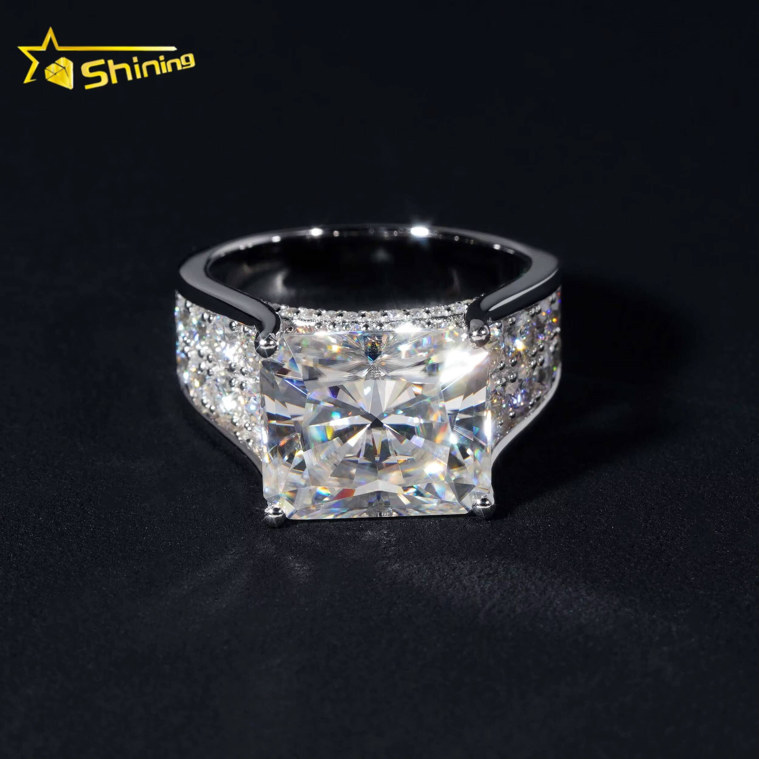 Fashion Jewelry Iced Out Luxury VVS Moissanite 925 Sterling Silver Custom Hip Hop Ring