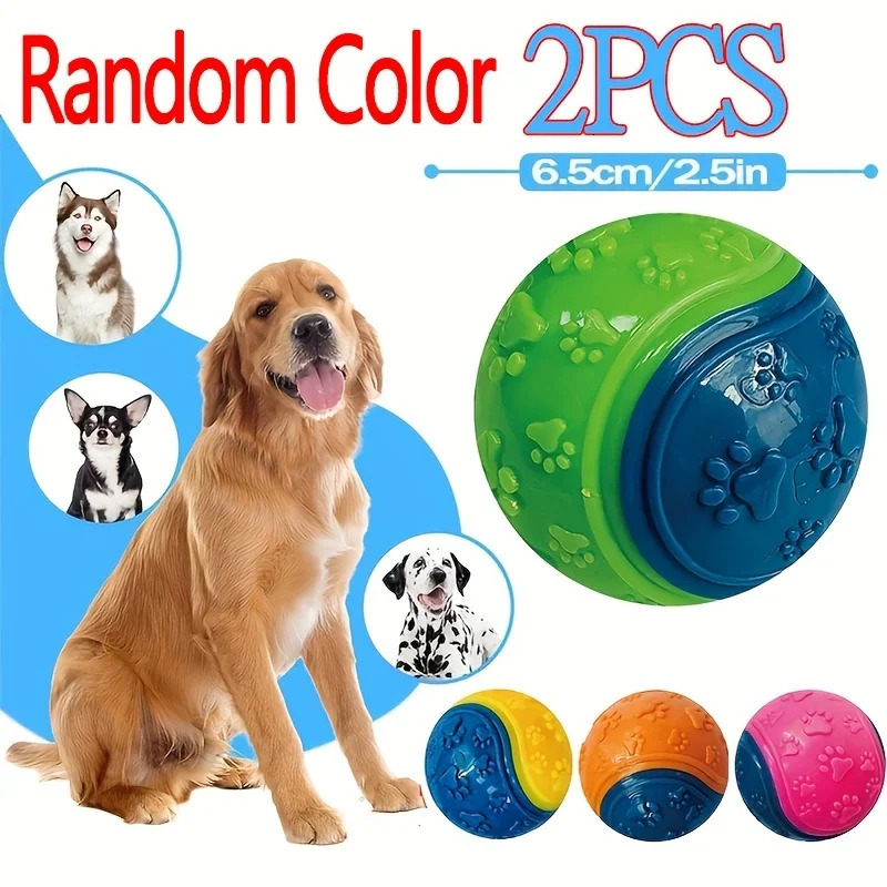 2Pack Striped Squeaky Dog Balls Durable TPR Chew Toys for Dental Health Training NonToxic BiteResistant All Breed Sizes 250729