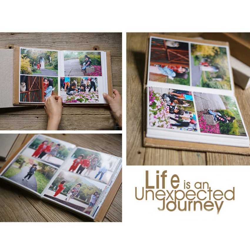 200 Pockets 6 Inch Photo Album Interstitial Photos Book Linen Case Picture Albums Kid Grow Up Wedding Memory Scrapbook Albums Z250729