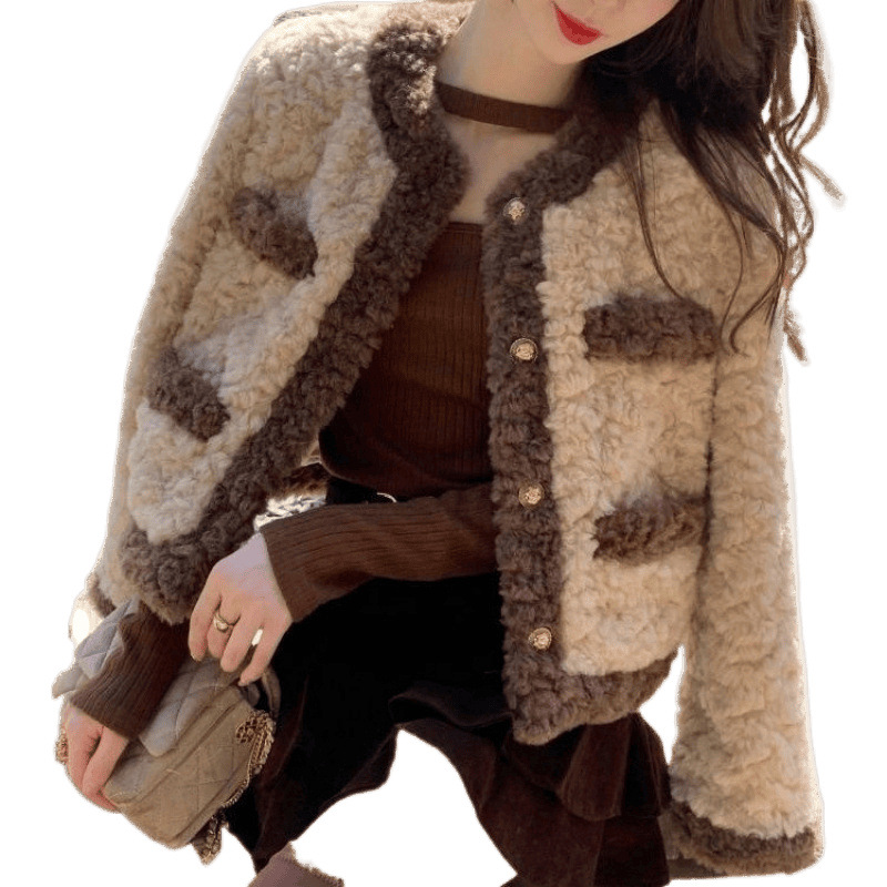 New design 2025 Spring New lambskin Coat for Women Korean style, fashionable, casual, loose, versatile and stylish short top for outerwear free shippi