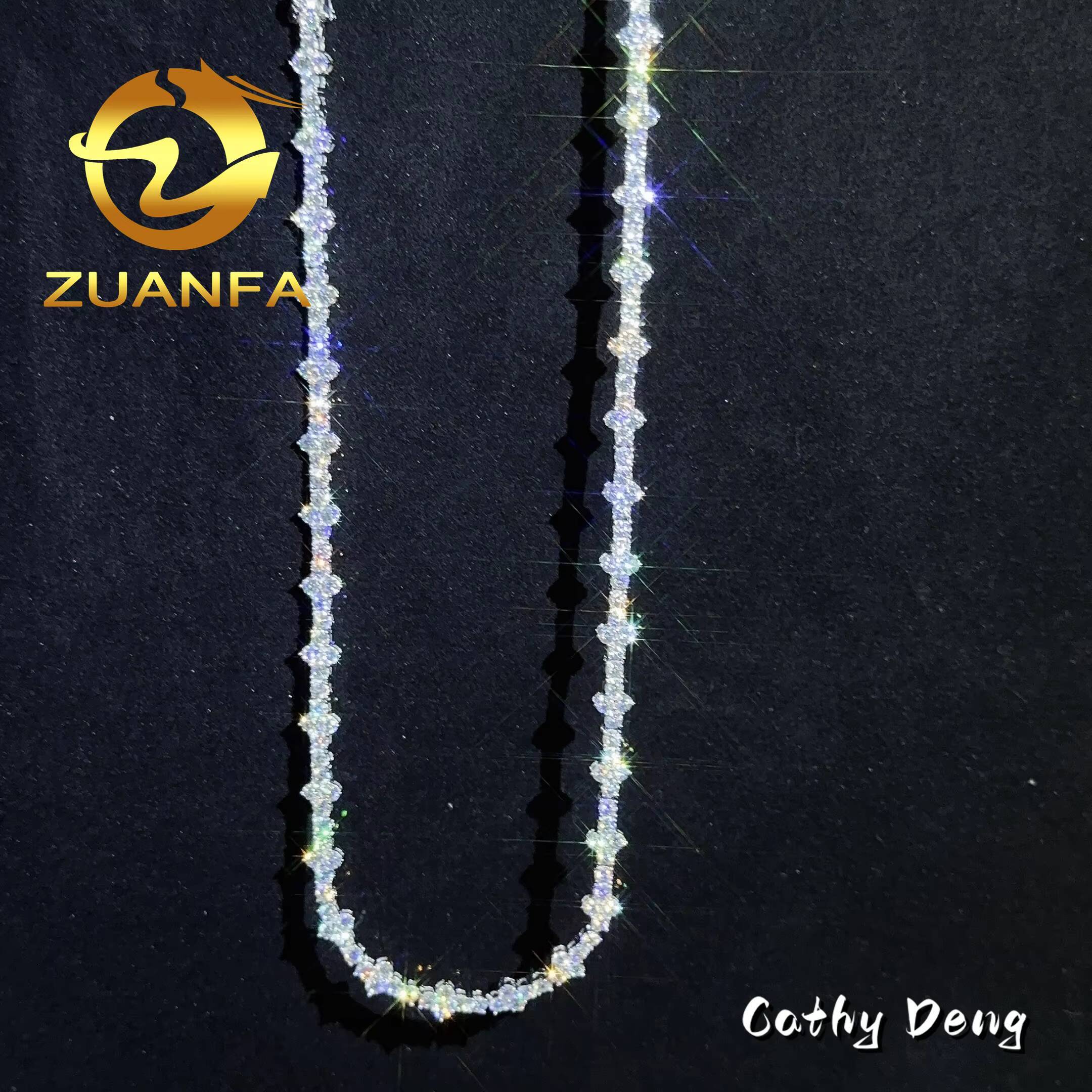 New Trendy Fashion Jewelry 3.0mm Mini Cross Moissanite Tennis Chain With GRA Certificate Hip Hop Tennis Necklace Bracelet