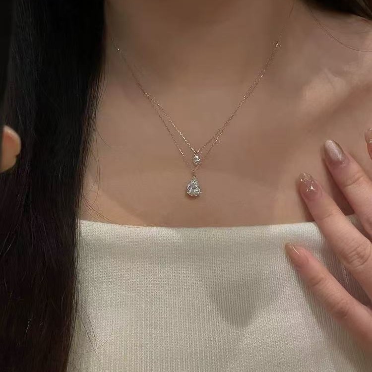 2025 Choucong Ins Top Sell Sweet Simple Fashion Jewelry Genuine 100% 925 Sterling Silver Water 18K Gold Fill Drop Lab Moissanite Elegant Beach Clavicl