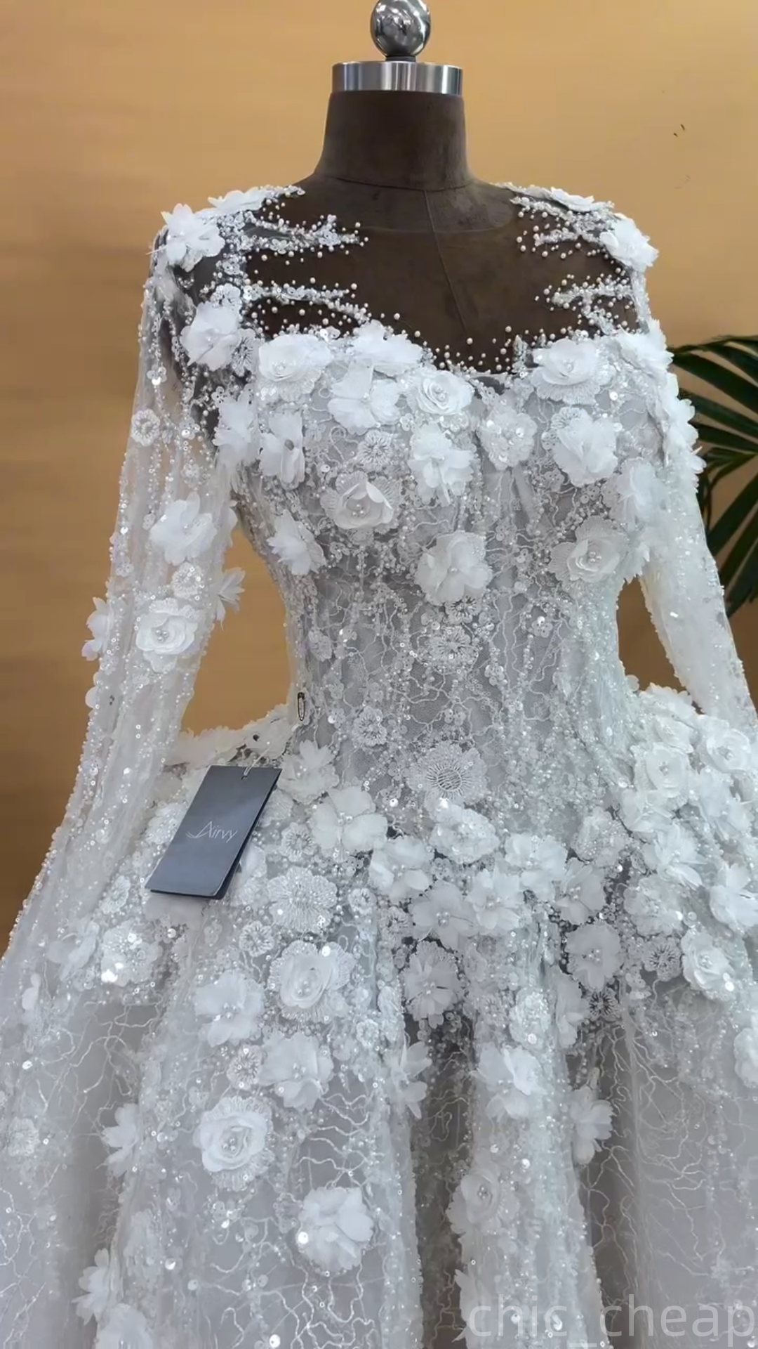2025 Aso Ebi Plus Size Ivory Mermaid Wedding Dress 3D Floral Lace Beaded Ball Gowns Vintage Full Sleeves Bridal Gowns Dresses ZJ0681