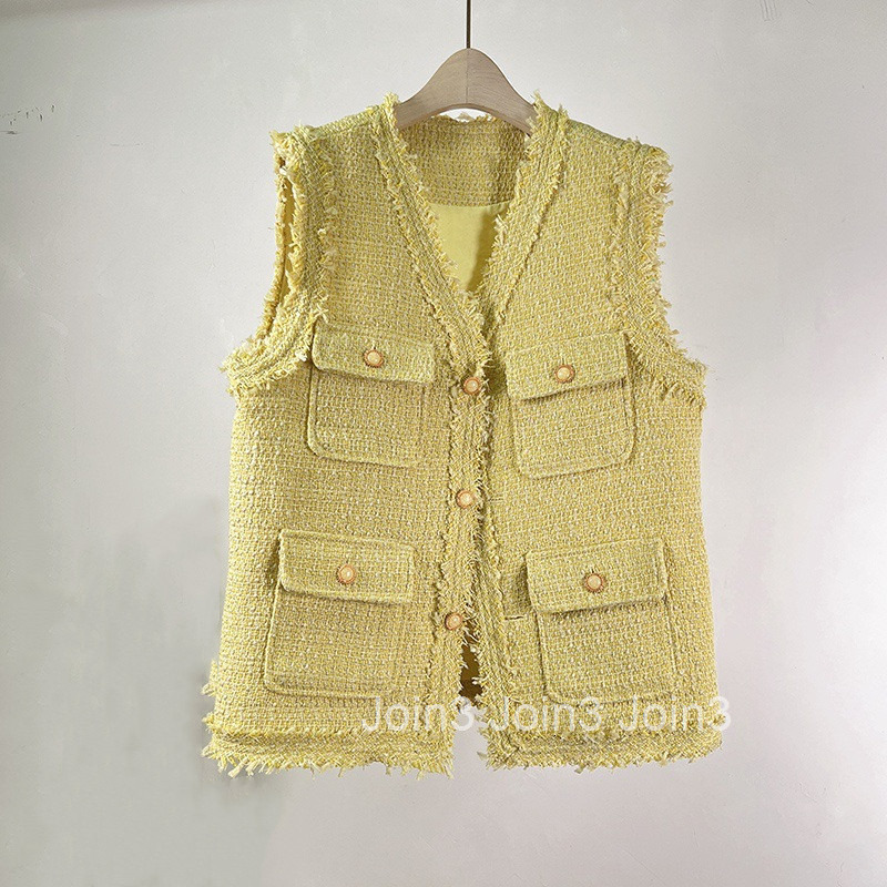 Korean Fashion Elegant Vest Jacket for Women Autumn Winter New Tweed Vest with Tassels Trendy Style