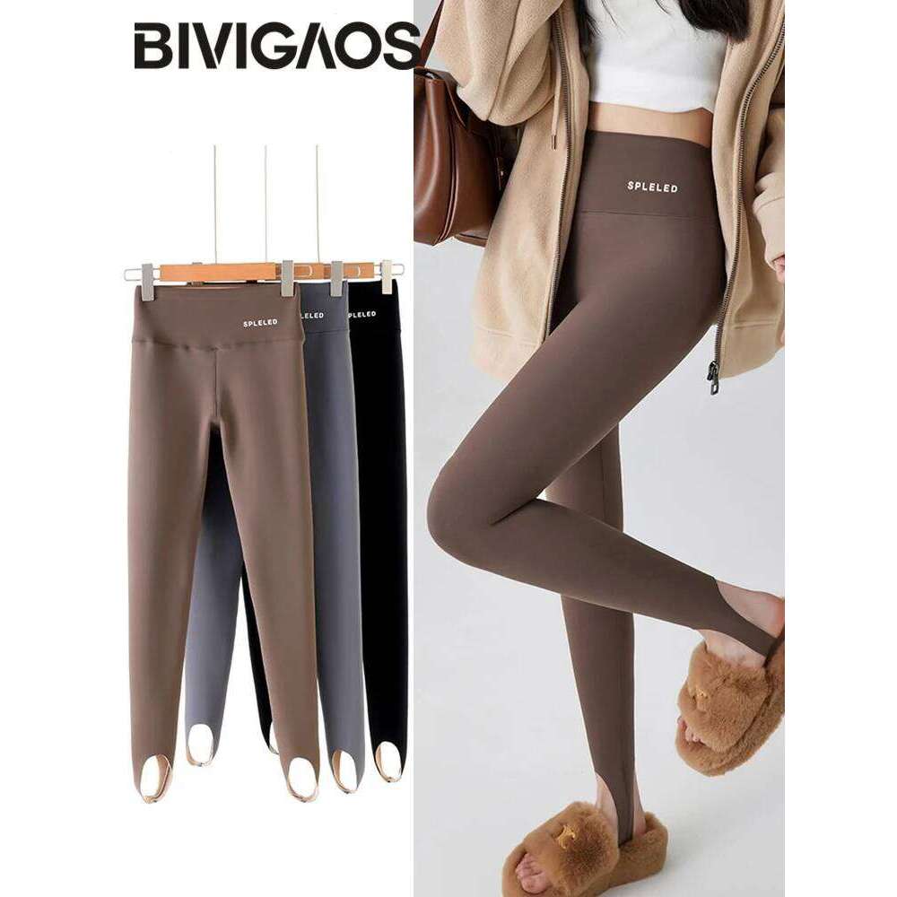 BIVIGAOS Autumn Winter New Rabbit Fleece Thicken Boots Women Slim Foot Pants Yoga Fiess Sports Warm Shark Leggings