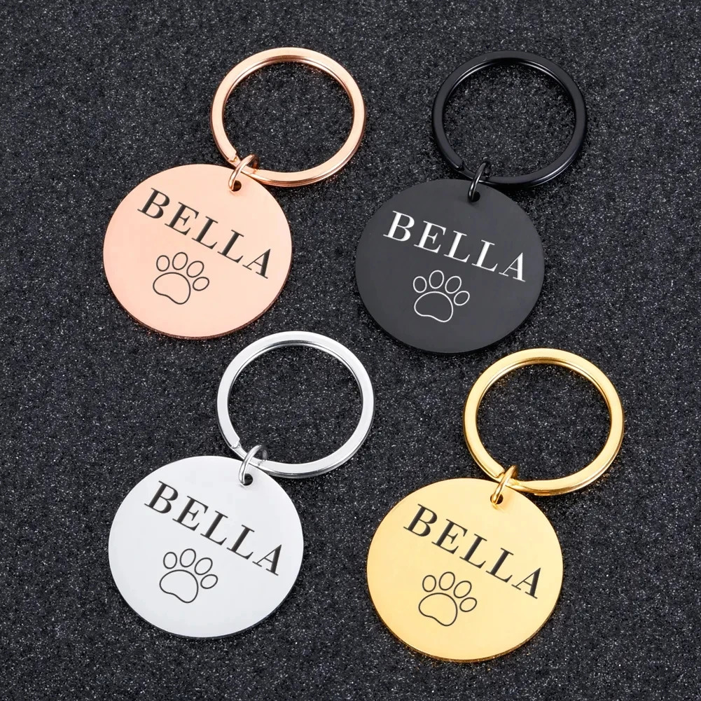 ID Tag Custom Name Anti-lost Engraved Record Tel Address Cat Puppy Personalized Paw Print Medal Pendant Pet Dog Collar Accessory 250729