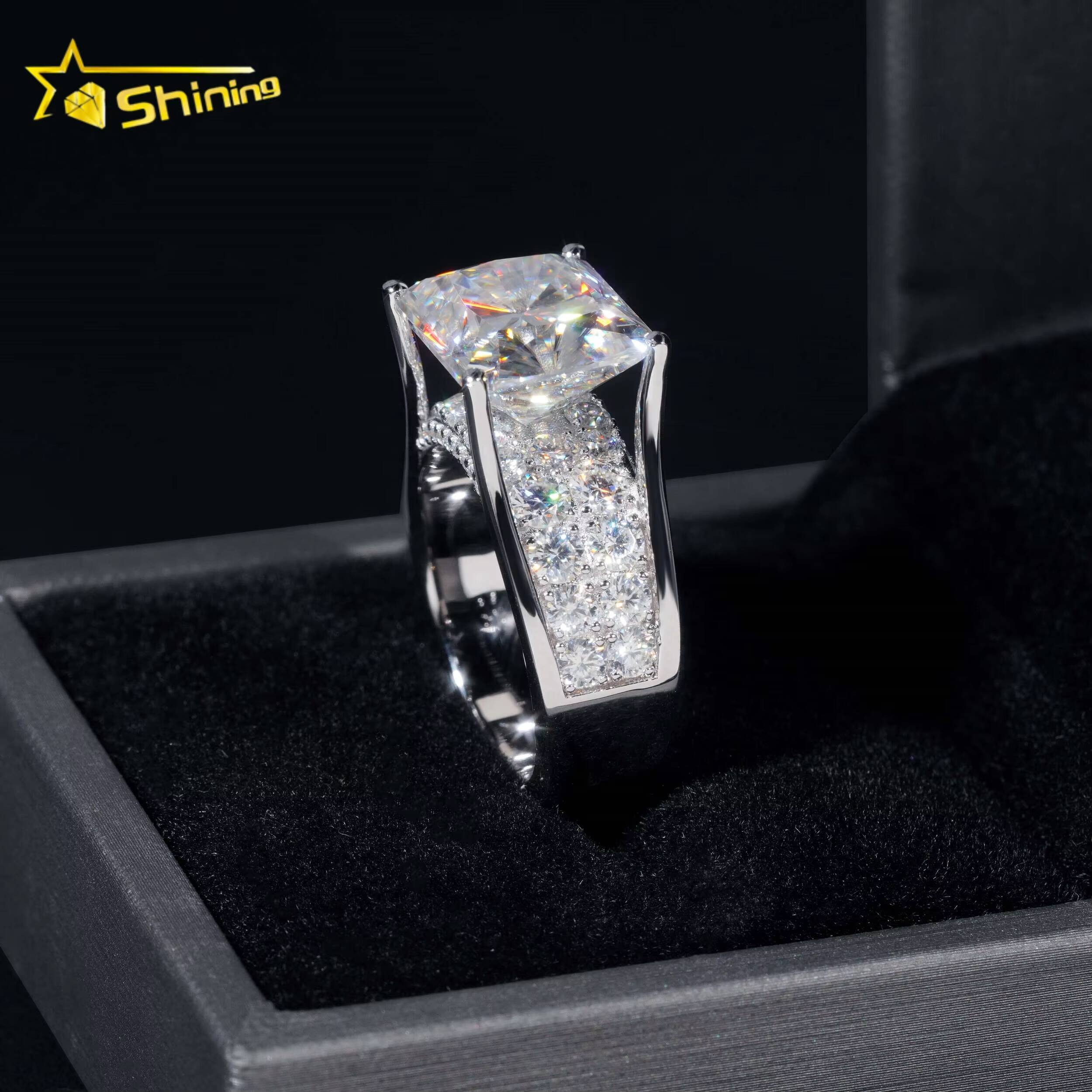 Fashion Jewelry Iced Out Luxury VVS Moissanite 925 Sterling Silver Custom Hip Hop Ring