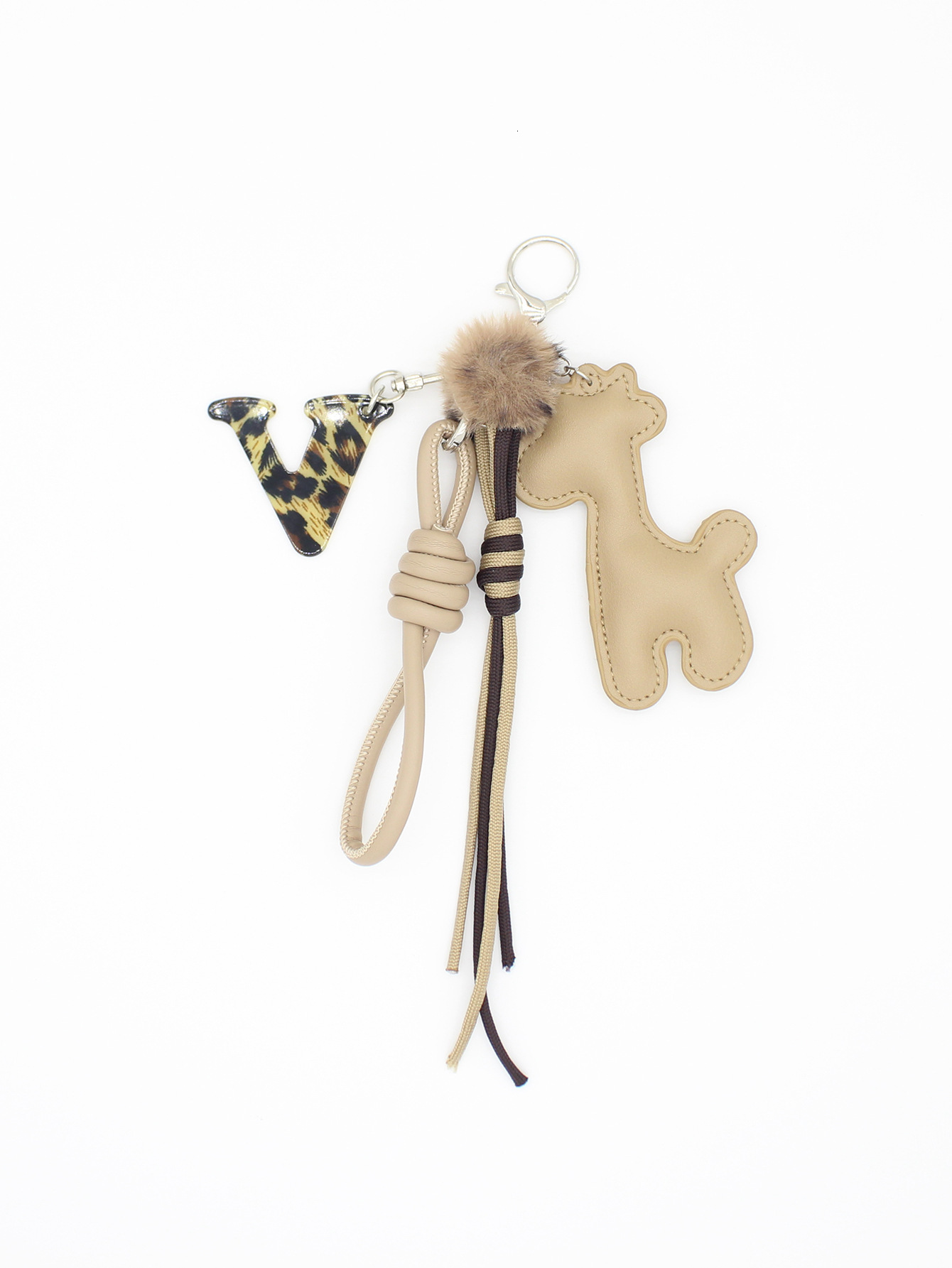 New Melad Leopard Print Acrylic Letter Miuins Series Woven Rope PU Giraffe Keychain Bag Pendant