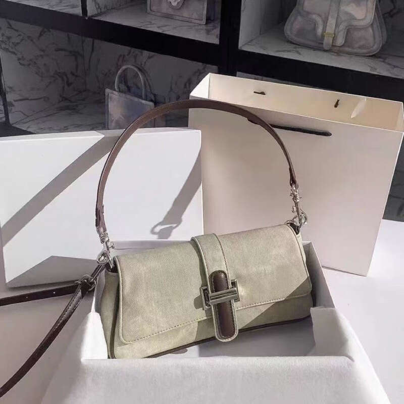 Denim Baguette for Women Fashion 2024 High-Quality Texture High-Value Niche Handbag Underarm Bag Simple