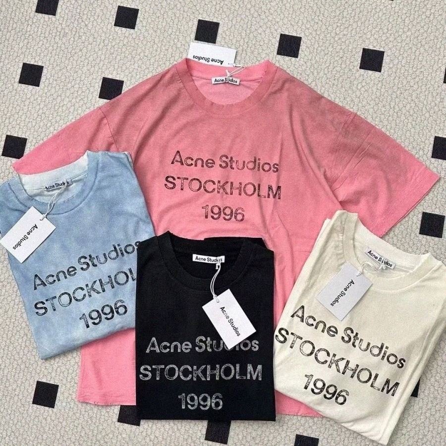 acnes tshirt Designer T Shirt Europe Style Letter Print Washed Vintage Loose Tee T shirt Summer Casual Skateboard Men Women Graphic T-shirt u75m#
