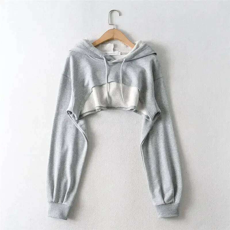 hoodie Hoodie Personality Irregular Crop Ultra Short Style Long Sleeve Top Female Drop Shipping Sweatshirt Y2k Clothes jacket