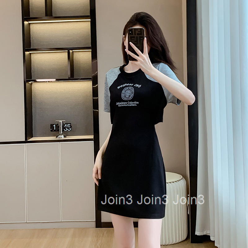 Petite Casual Dress for Women Summer New Style Waist-Cinching Slimming Design Short Sleeve T-Shirt Dress