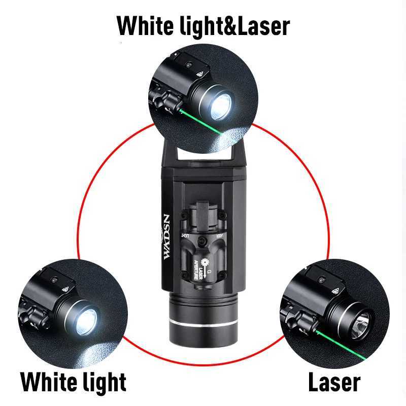 WADSN T-1 HL Hanging Flashlight Red Green Dot Laser Scout Light Strobe White LED Spotlight 800 Lumens Pistol Lamp G 17 18 19 XJ250728