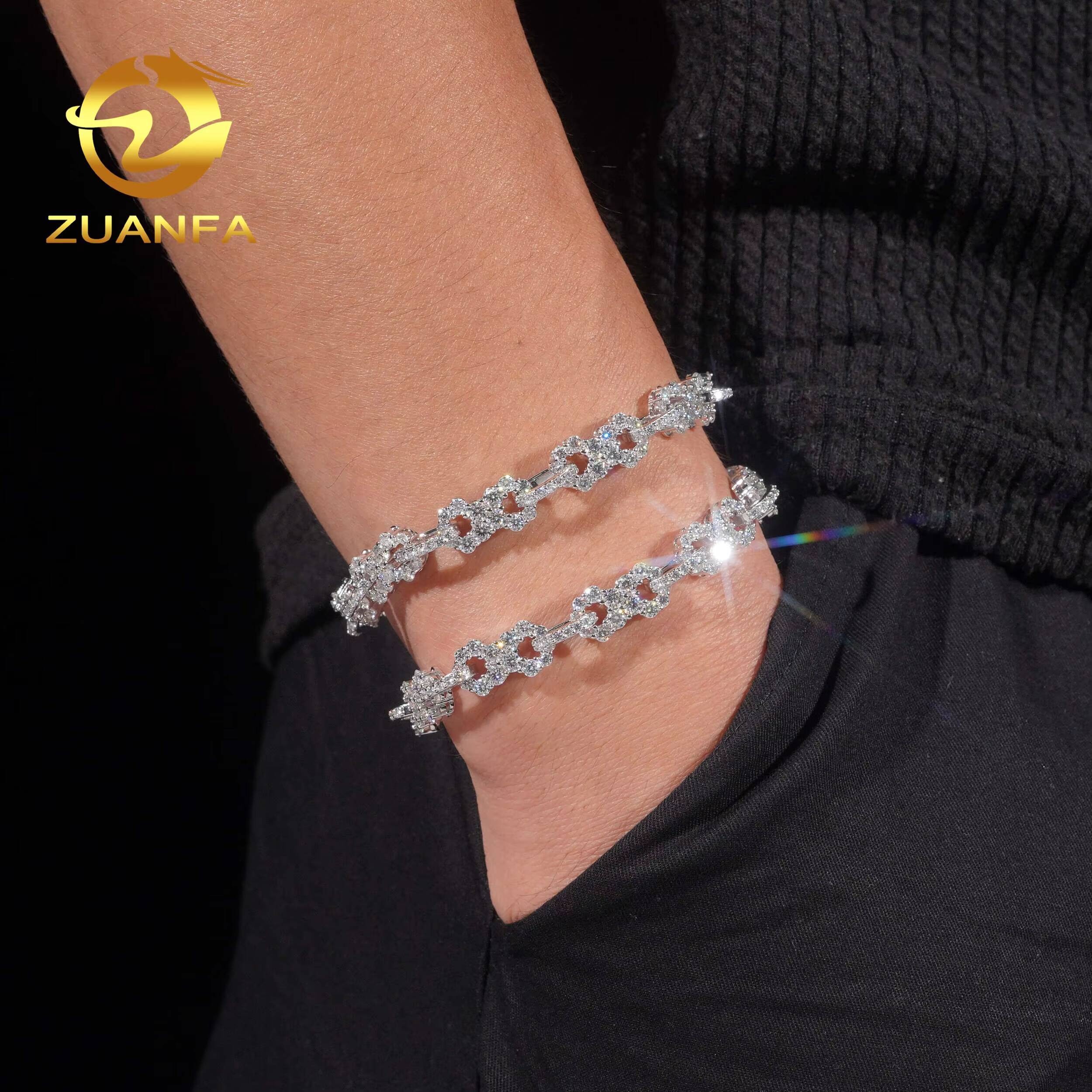 New Arrivals Iced Out Jewelry 8.5mm 925 Silver Pass Diamond Tester Moissanite Infinity Chain Necklace