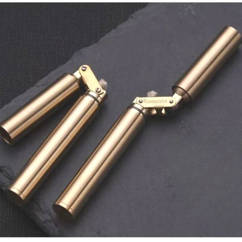 Golden Brass Nunchuck Panlong Stick Creative Grinding Wheel Kerosene Men's Play Pressure Reducing Lighter With Box W260202