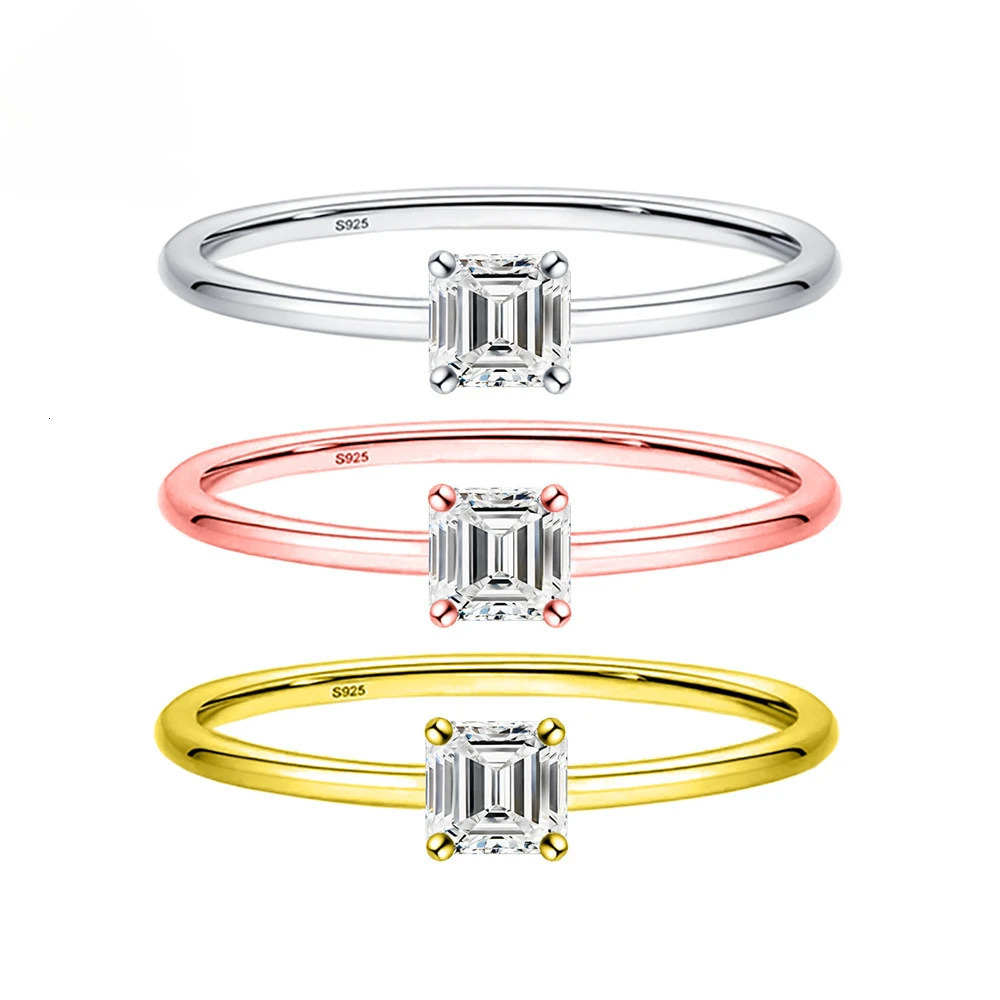 Simple Fine Rea D Color Diamond Ring 925 Sterling Silver Party Wedding Band Rings for Women Engagement Jewelry 250729