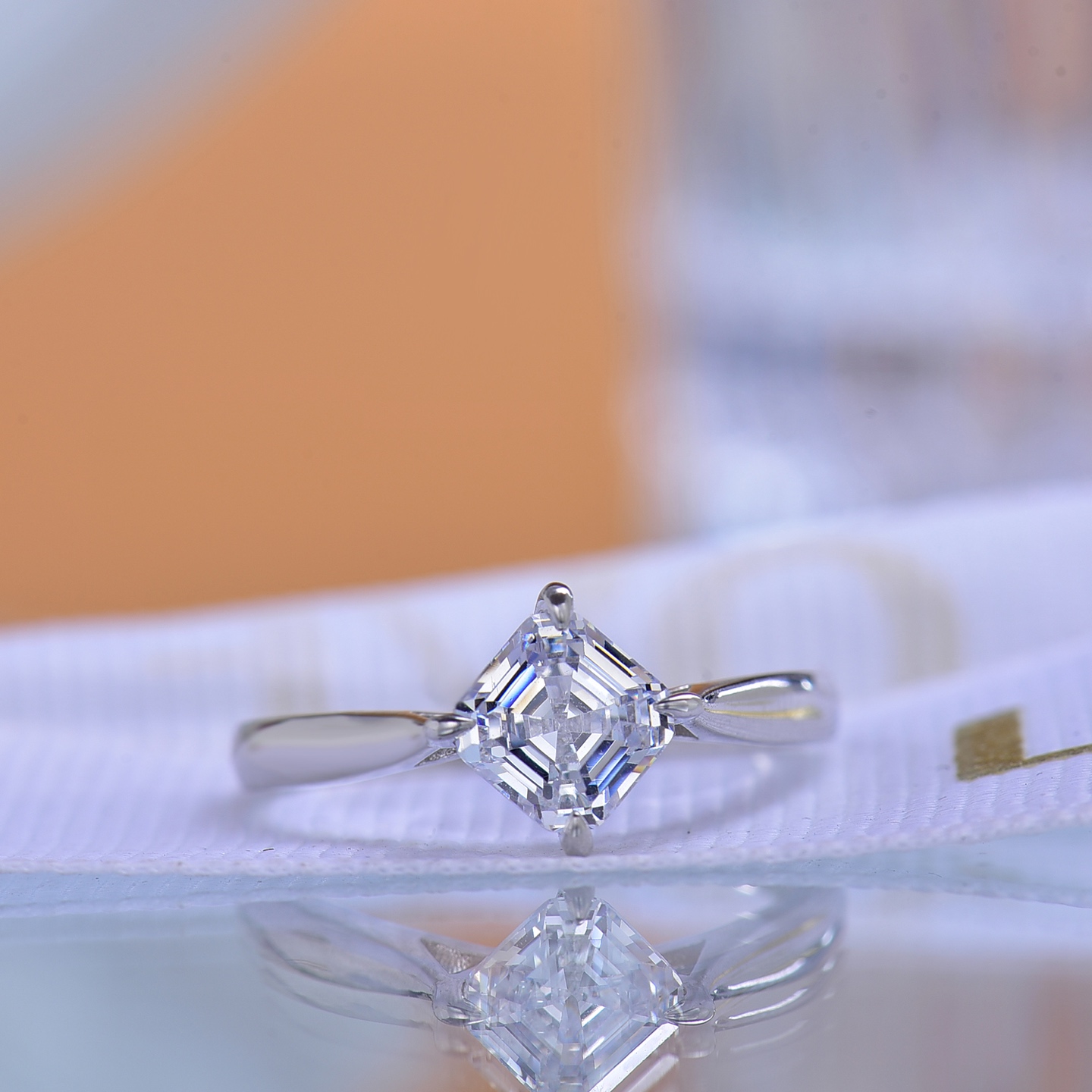 Bare - band Asscher - cut Moissanite Ring - Exquisitely Sparkling Gem Jewelry, Epitome of Elegance