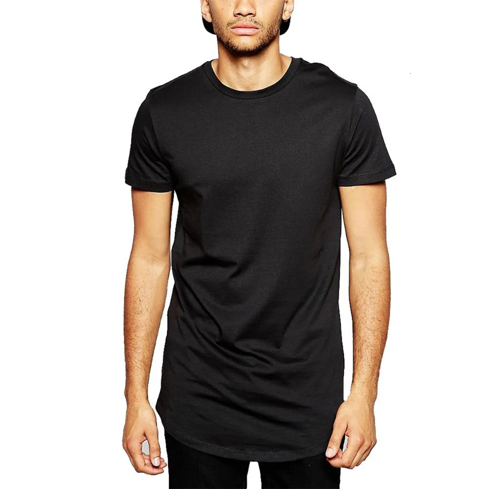 Cotton Streetwear Hip Hop Fashion T-shirts Extended Long Line T Shirt Cool Punk Swag Harajuku Rock Homme Tshirt TX145 R 250723