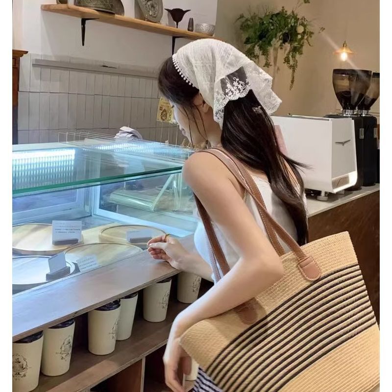 New high-capacity shoulder bag, cotton woven bag, new hollow mesh handbag, designer bag, beach vacation crossbody bag