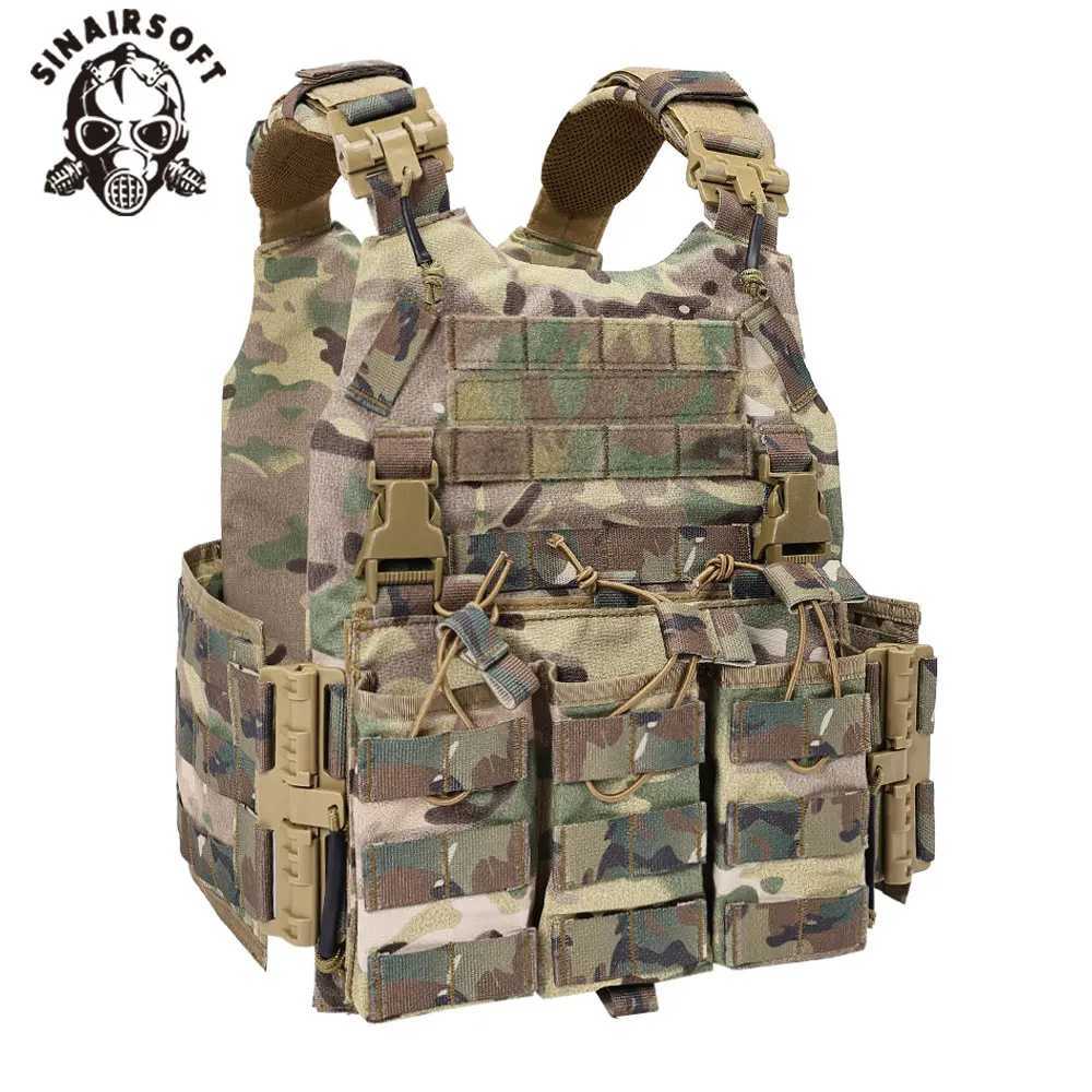 SINAIRSOFT Tactical Nylon Vest With Quick Release Security Molle Multi-camo Plate Carrier Chaleco Hunting Vests Z250728