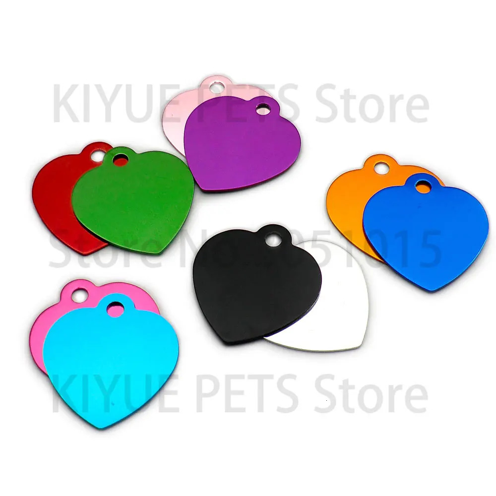 Wholesale 100Pcs Personalized Heart Dog Tag Pet Dog ID Name Wedding Gift Tag Card Customized Laser Name Dog Collar Accessories 250729